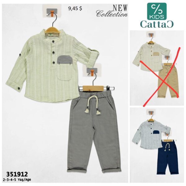 🧒 CattaC Kids 2–5 Years Cotton Shirt & Pants Set