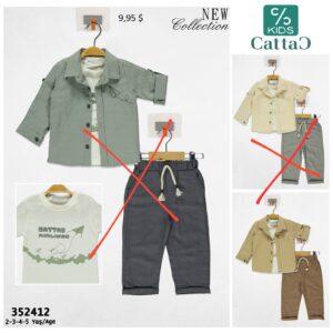 🧒 CattaC Kids 2–5 Years “Airlines” 3-Piece Outfit Set