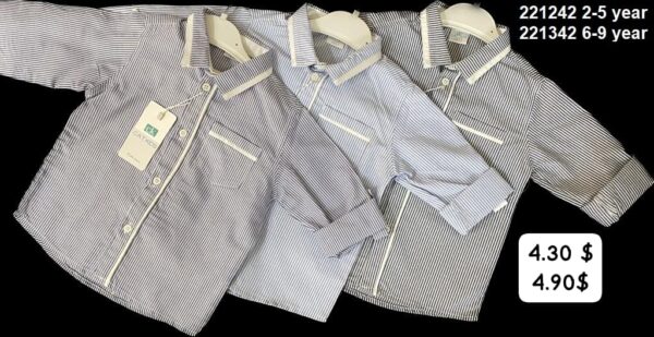🧒 CattaC Kids 2–9 Years Classic Striped Cotton Shirt