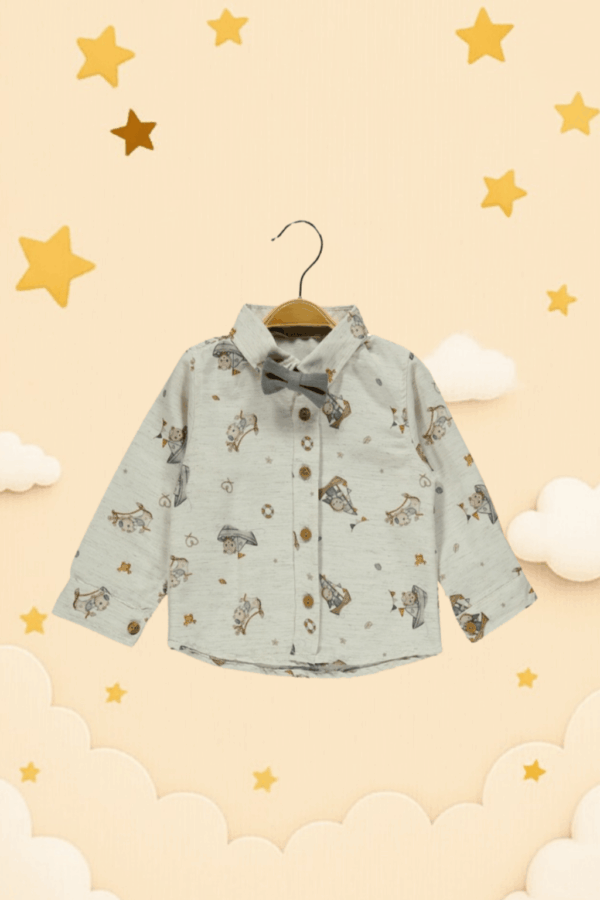 CattacKids erkek çocuk şık kombin set — papyonlu gömlek ve askılı pantolon - Image 2